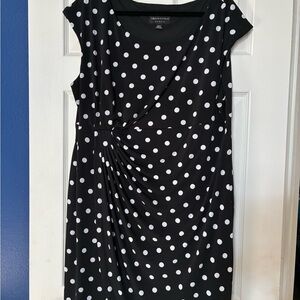 Connected Apparel Black and White Polka Dot Midi Dress
